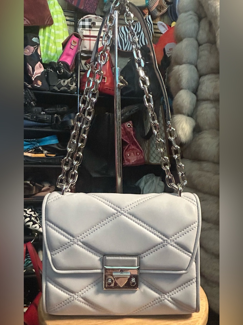 NWT Michael Kors Serena Med Lavender Quilted Chain Strap Shoulder Bag w/ Dustbag